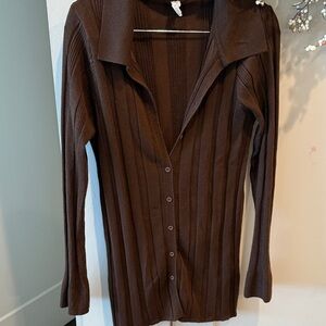 Anthropologie Brown Ribbed Cardigan